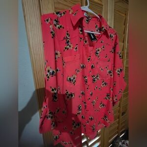 Express Coral Floral Women's Blouse